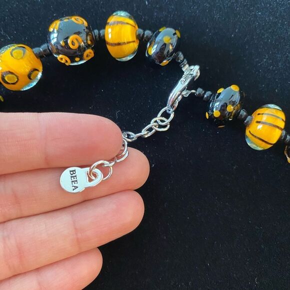 NWT Whimisgoth Beea Black & Orange Glass Beads Earring, Necklace & Bracelet Set - Picture 4 of 10